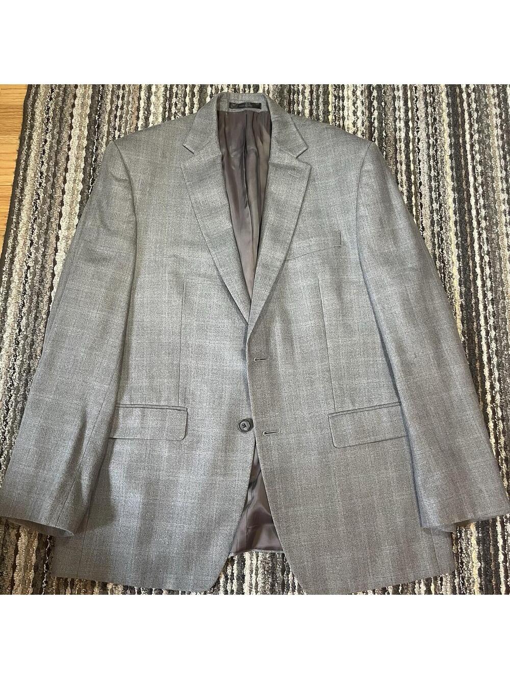 Lauren Ralph Lauren Men's Glen Plaid Blazer 40R Grey Silk Wool Blend Sport Coat